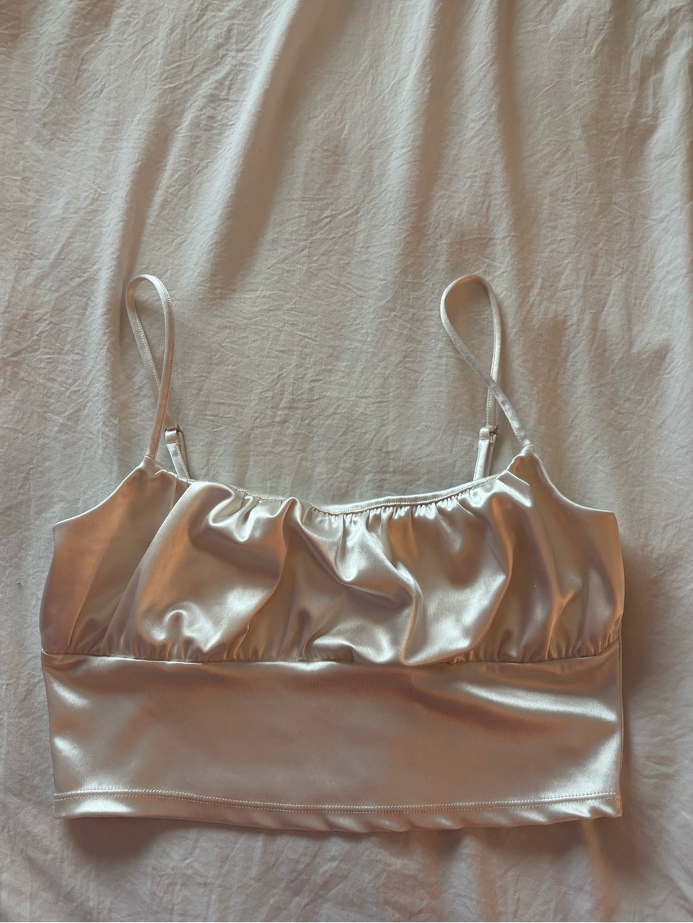 H&M Ivory Satin Cropped Cami Top